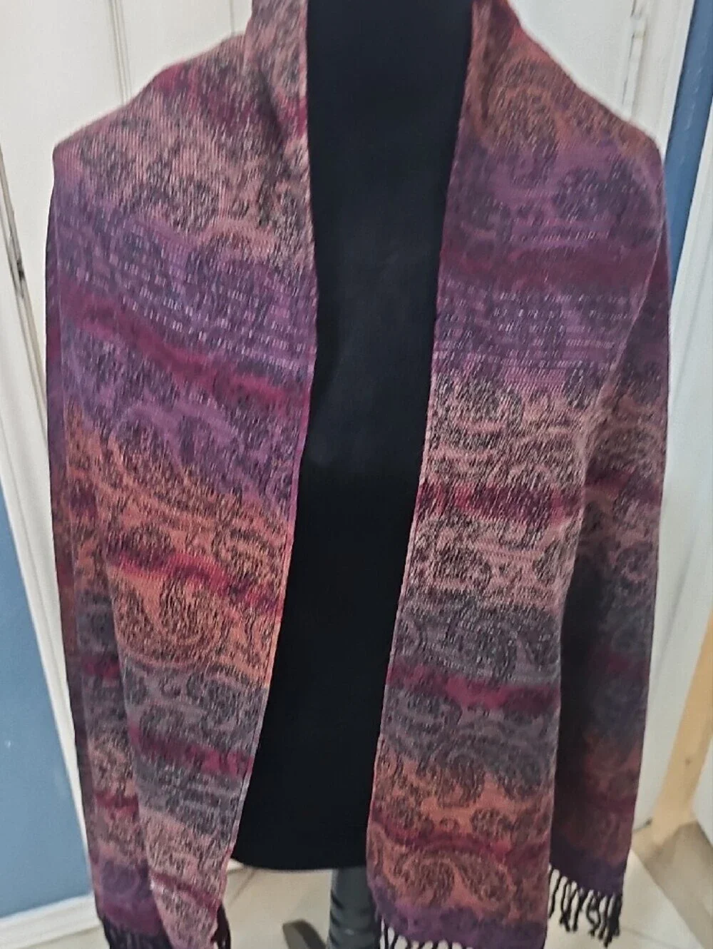 True Vintagehome 80's Multiple Color Paisley Table Runner W Fringe 27